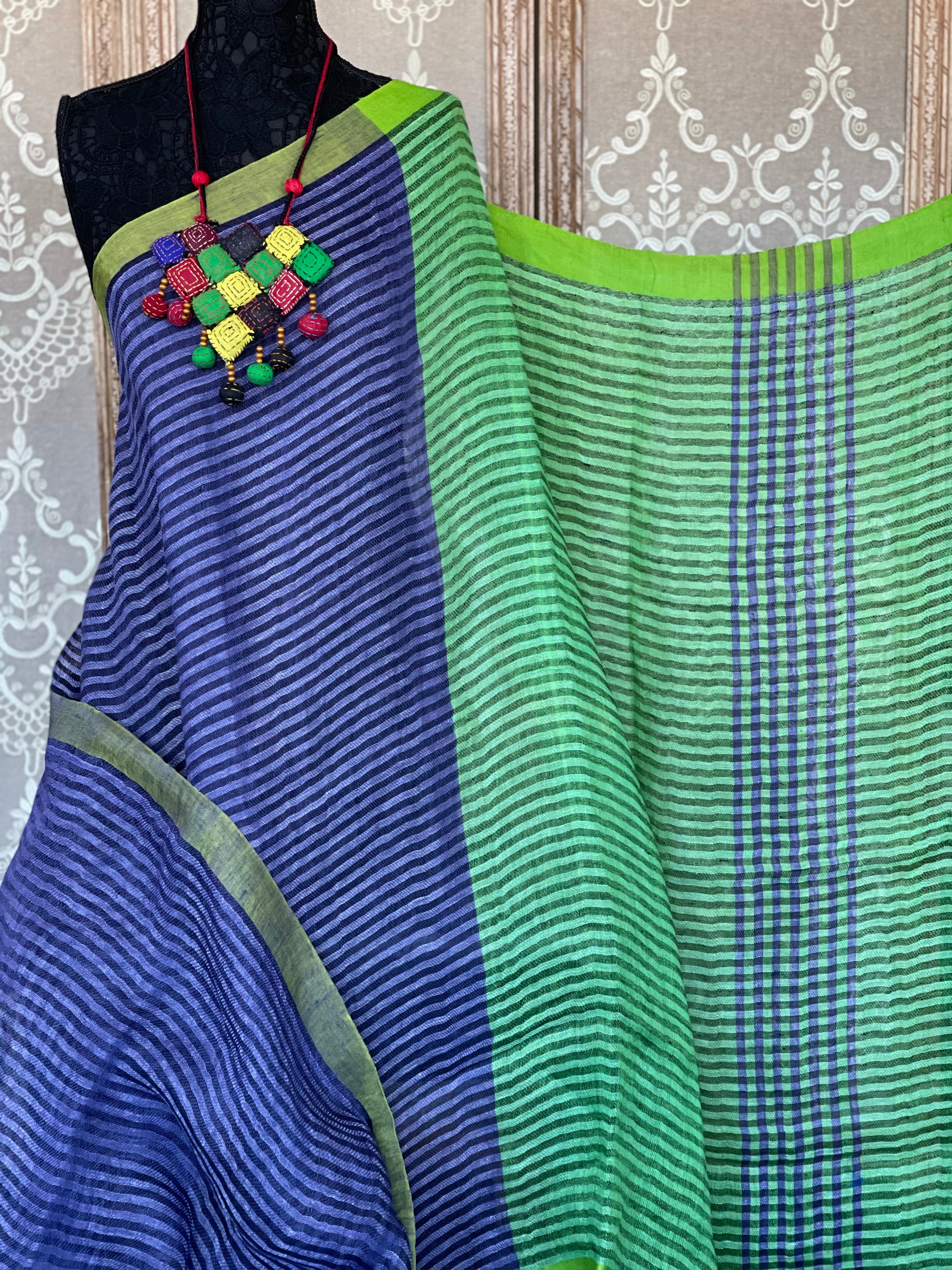Linen - Satin Border Striped Linen
