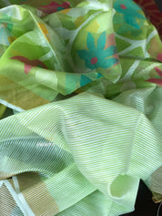 Designer Jamdaani- Light Green floral