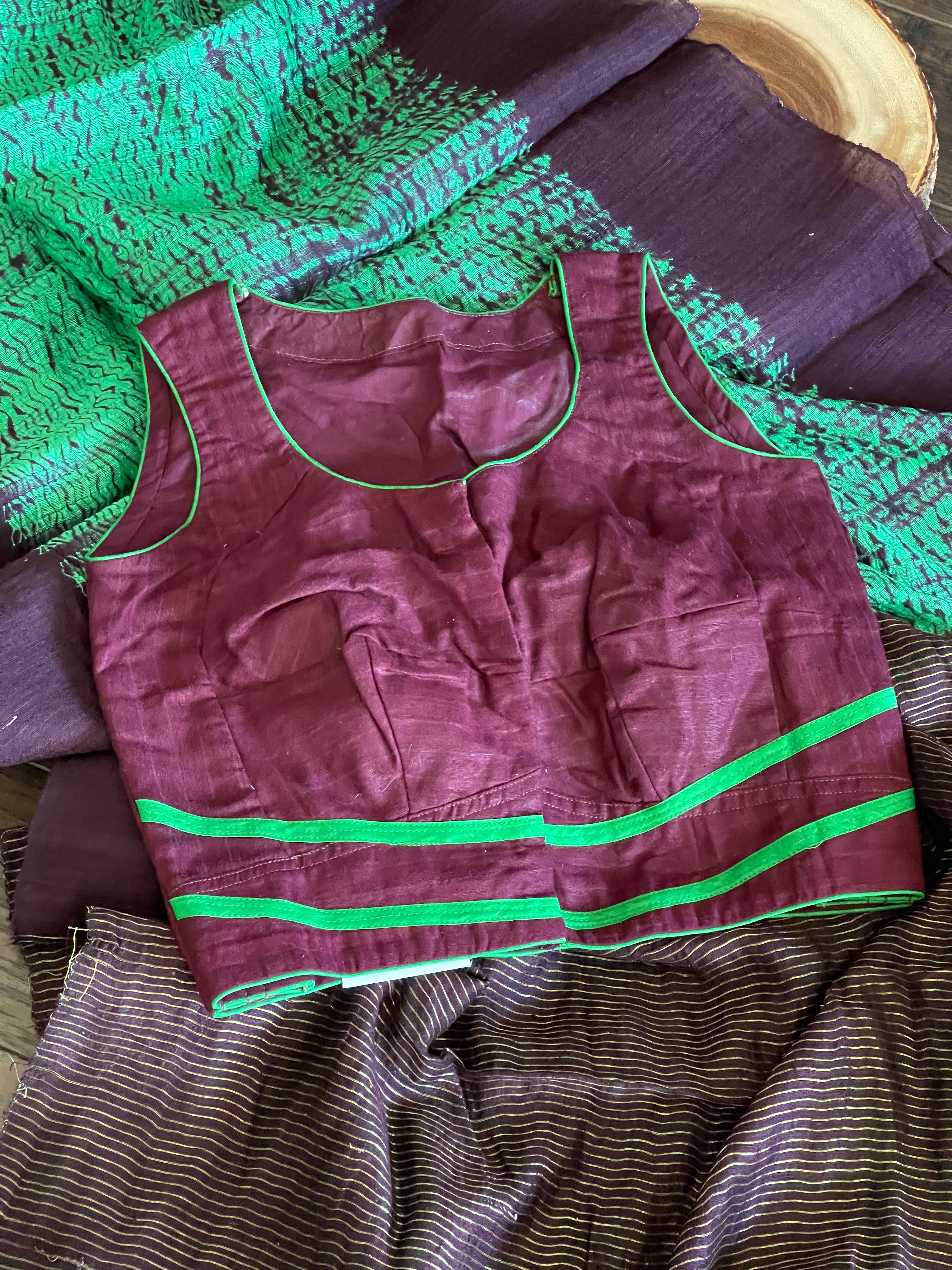Designer Blouse - Maroon Green