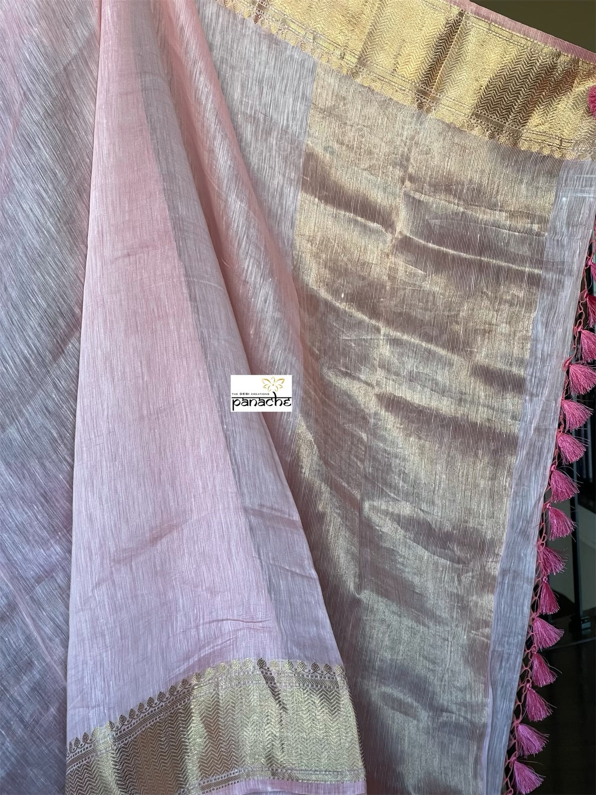 Handloom Silk Linen - Peach Pink