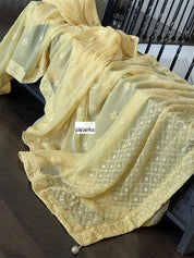 Designer Georgette Chikankari - Light Butter Yellow