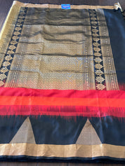 Pure Silk Kanjivaram - Ochre Golden Yellow Red Black