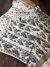 Cotton Silk Jamdaani Banaras - Beige Black