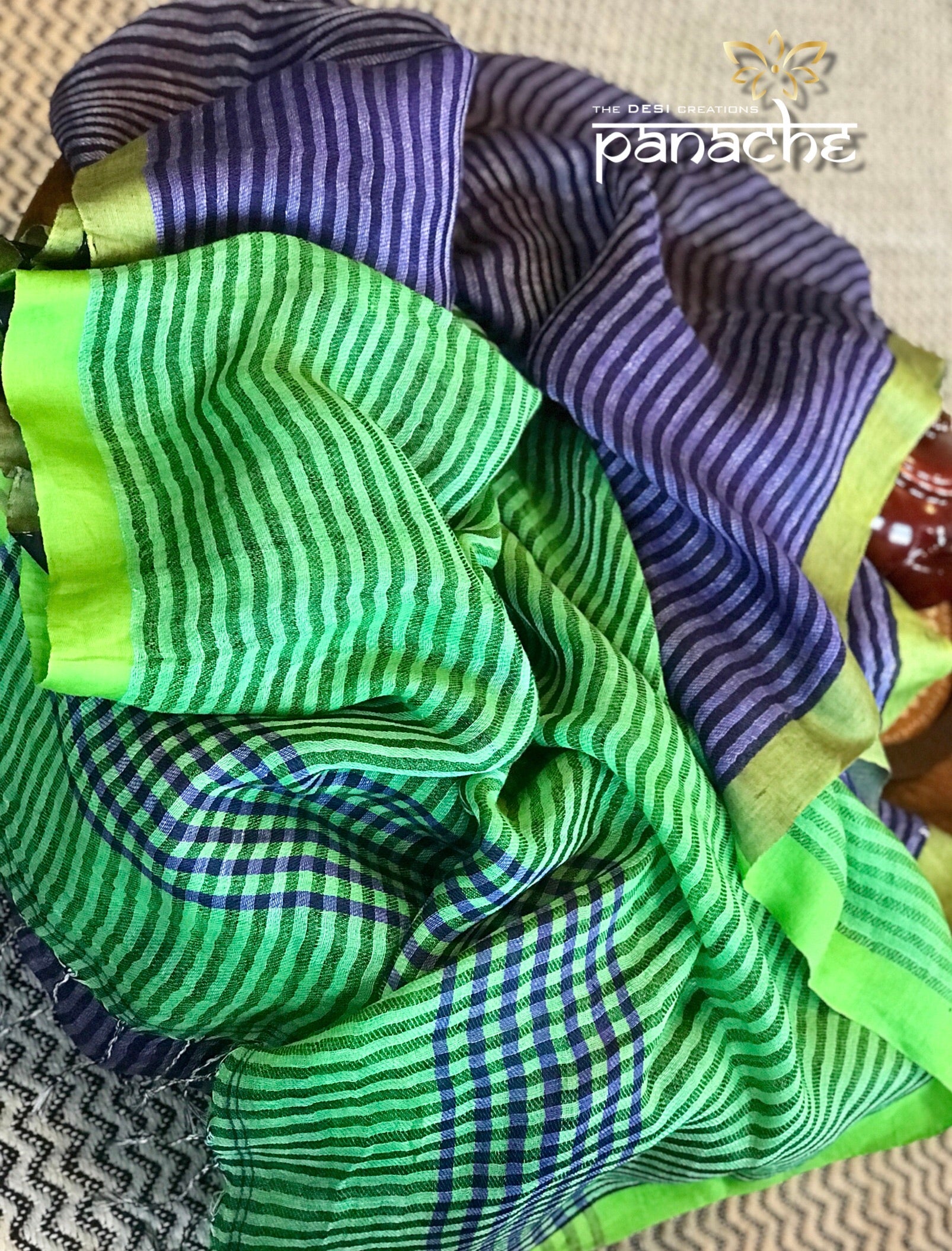 Linen - Satin Border Striped Linen
