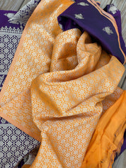 Pure Katan Silk Banarasi - Shot Purple