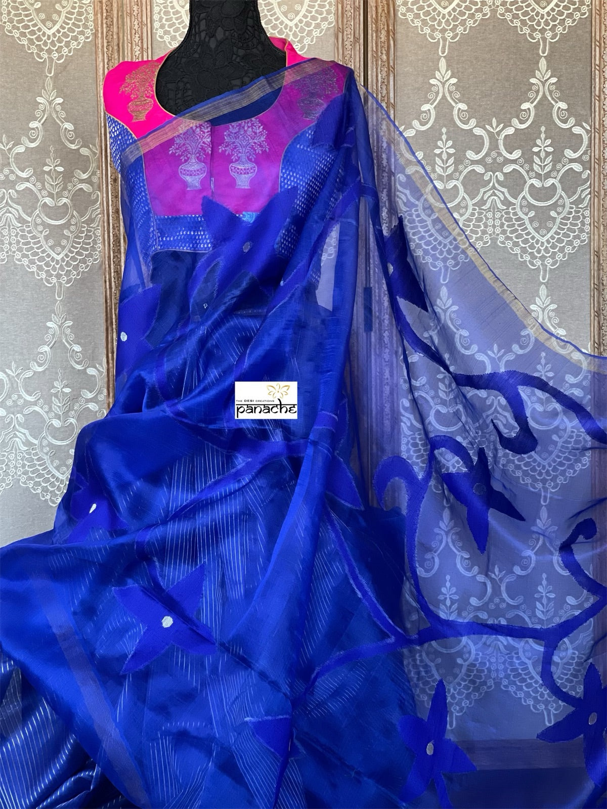 Designer Blouse - Magenta Royal Blue