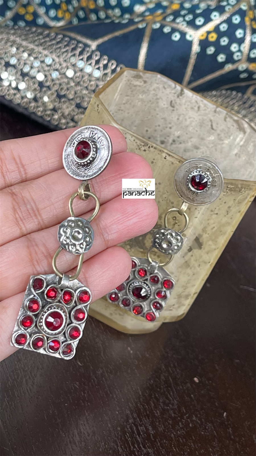 Jewelry Earring - Red Stone Afghani Vintage 2