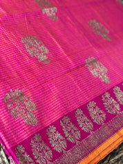 Tassur Silk Banarasi - Peach Orange Magenta