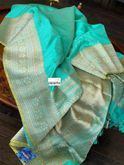 Pure Silk Katan Banarasi - Sea Green Kadhwa