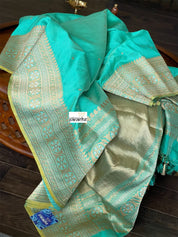 Pure Silk Katan Banarasi - Sea Green Kadhwa
