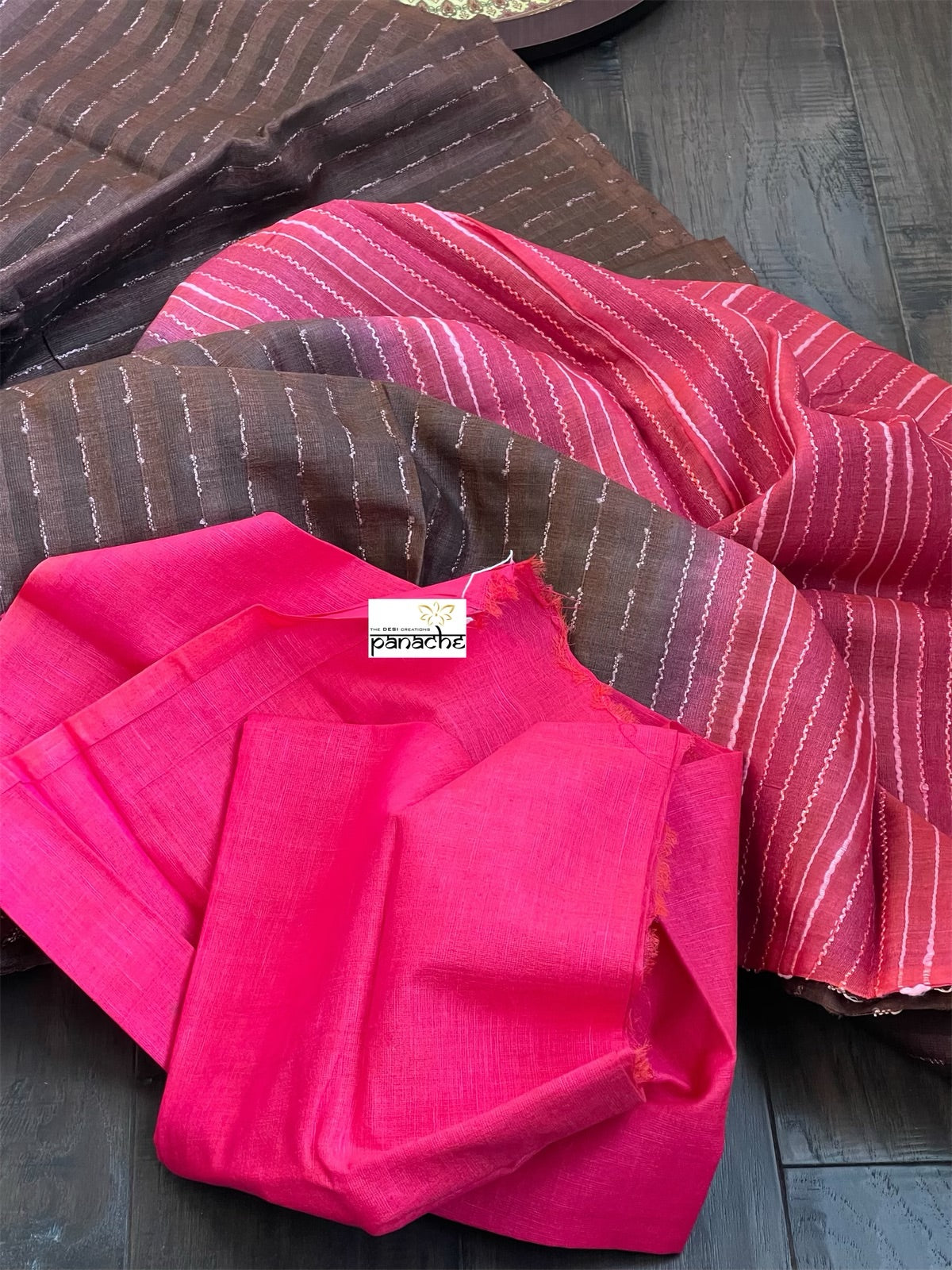 Tussar Silk -  Brown Salmon Pink