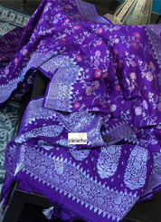 Khaddi Tussar Banarasi - Purple Meenakari