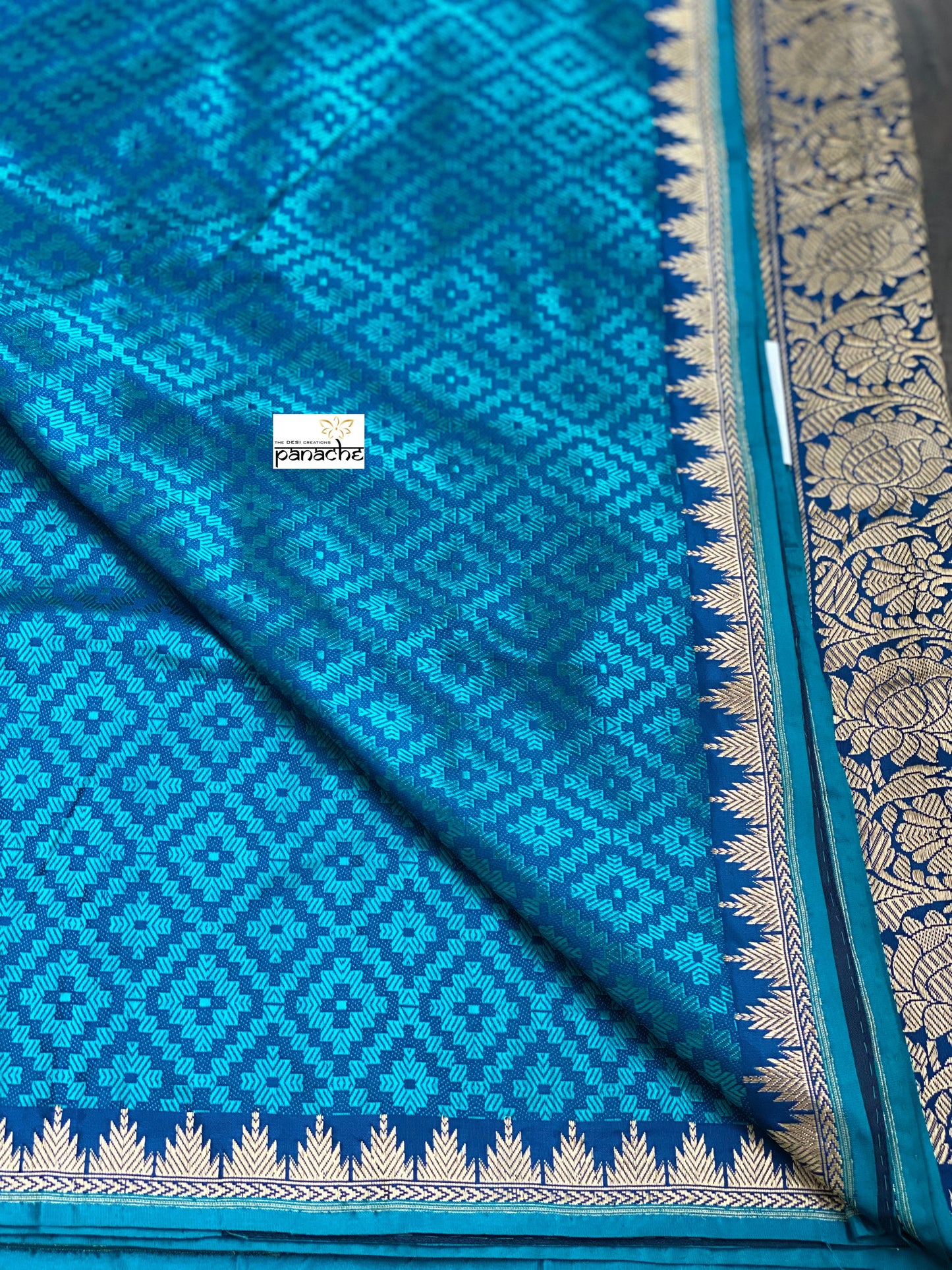 Pure Silk Tanchoi Banarasi - Blue Firozi