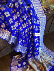 Khaddi Georgette Banarasi - Royal Blue Meenakari