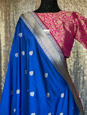 Pure Katan Silk Banarasi - Blue Purplish Maroon