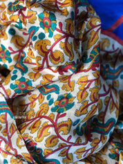 Tussar Silk - Printed Kalamkari  Royal Blue