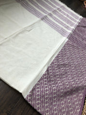 Pure Khadi Cotton Handloom - Off-White Violet Woven