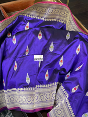 Pure Silk Banarasi - Purple Blue Kadwa