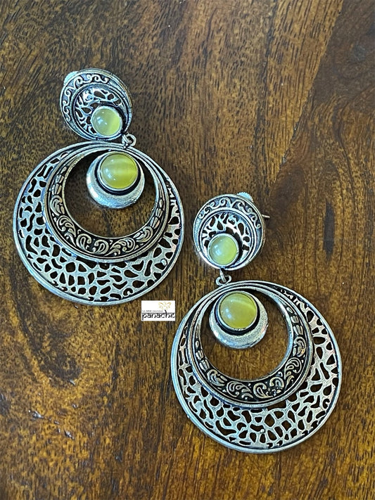 Jewelry Earring - Yellow Stone Kaanbala Dual Tone