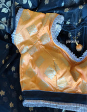Designer Blouse - Bright Yellow Diamond Motif