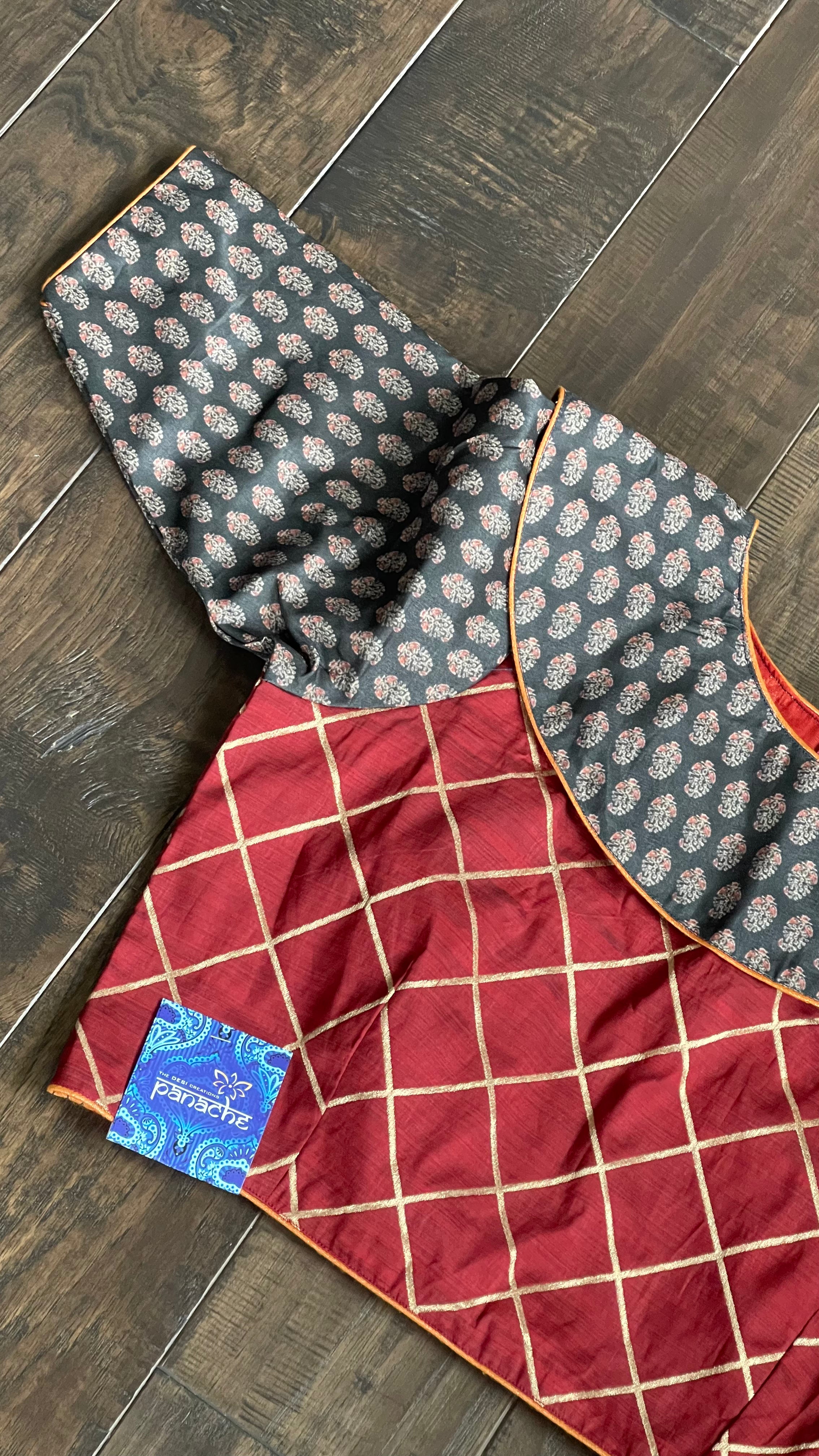 Designer Blouse - Maroon Black