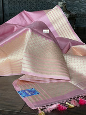 Pure Silk Tanchoi Benarasi - Lavender  Pink