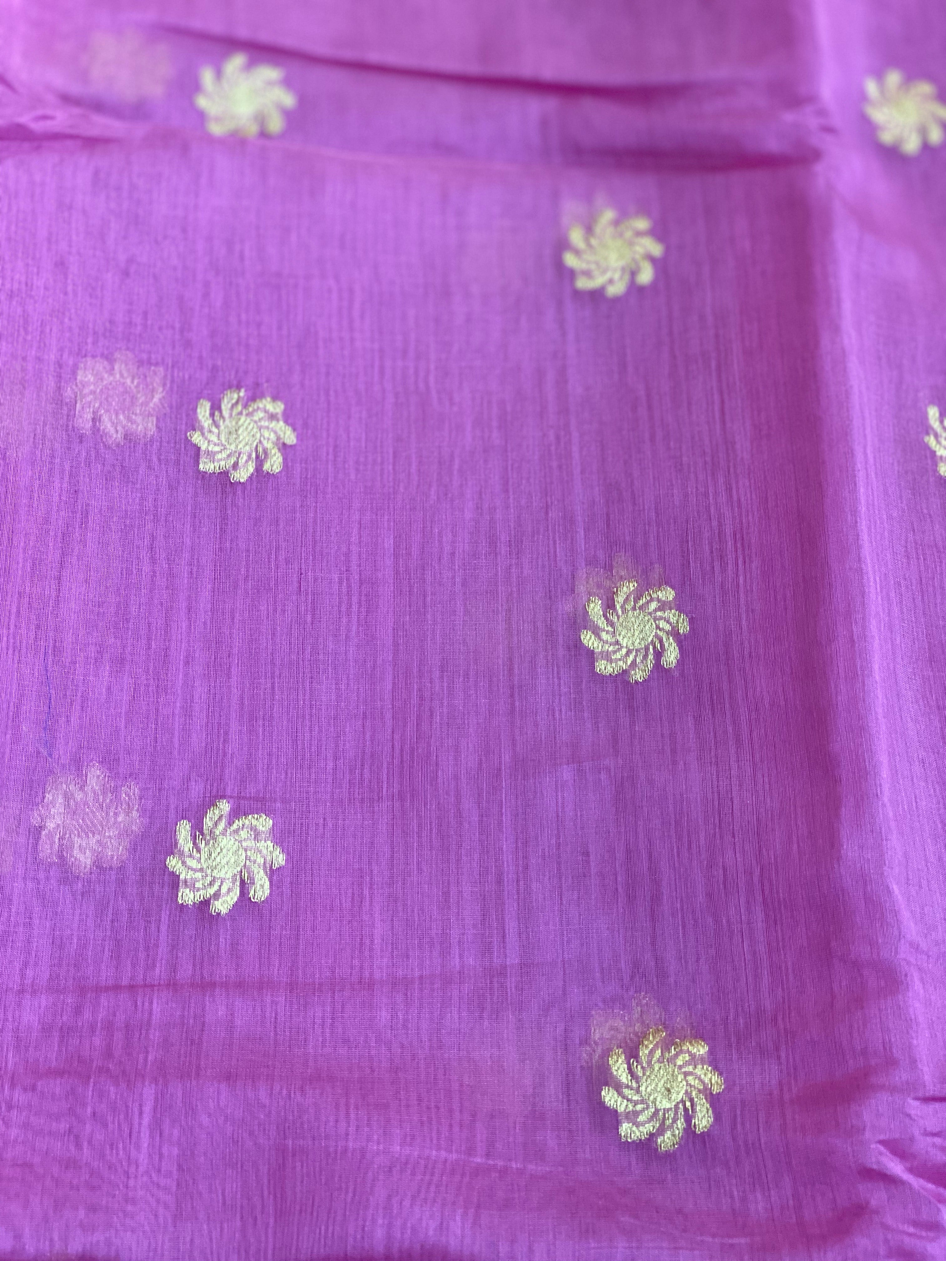 Pure Silk Cotton Chanderi- Magenta Pink Eknalya Woven