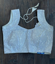 Designer Blouse - Off White Sequin
