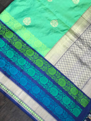 Katan Silk Banarasi - Green Blue Dual Shaded