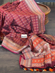 Summer Silk Banarasi - Maroon Meenakari Golden Zari