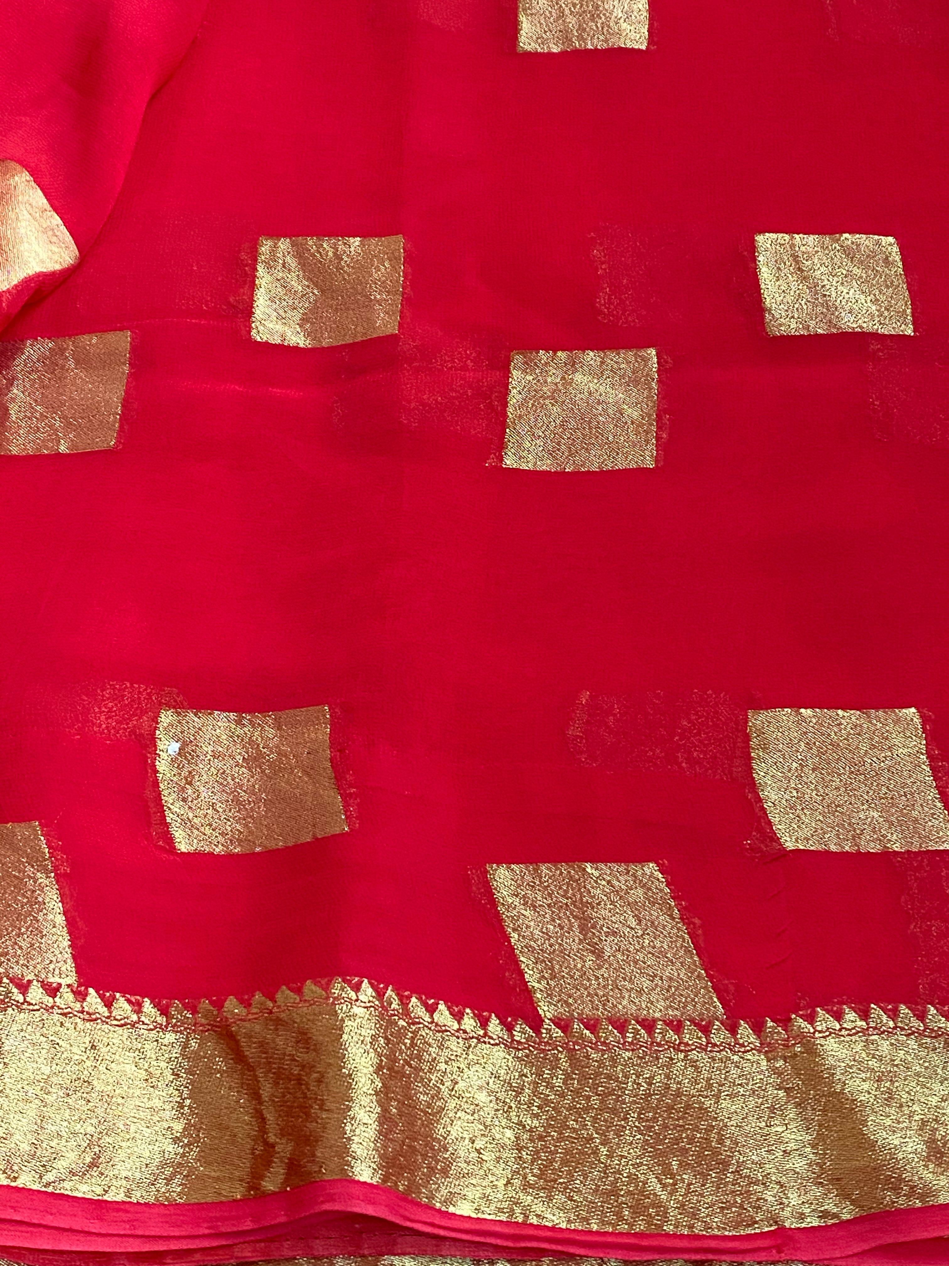 Designer Bandhani Georgette - Red Green