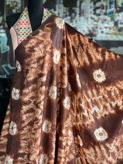 Shibori Satin Silk - Brown Off White