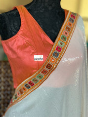 Designer Blouse - Rust Orange Raw Silk