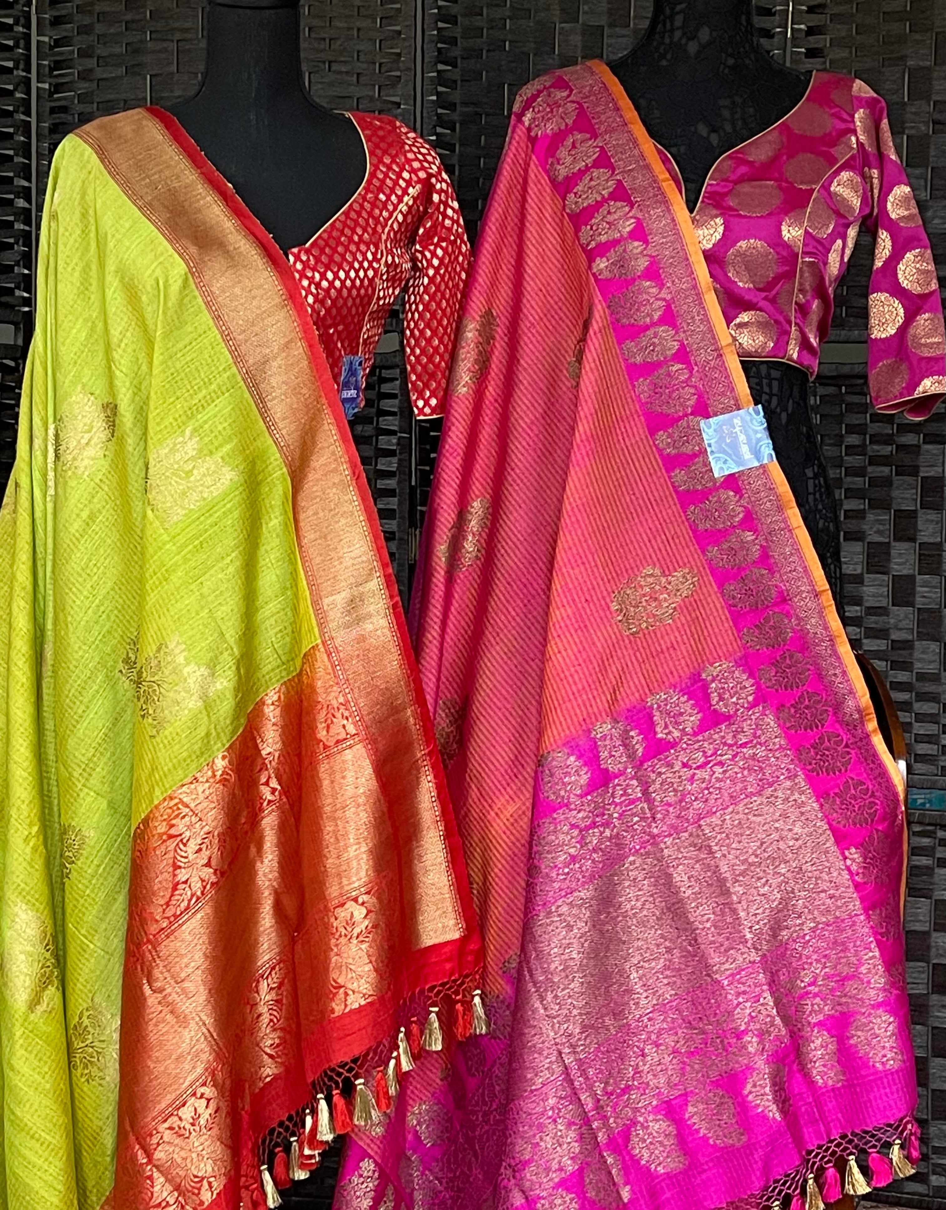 Tassur Silk Banarasi - Peach Orange Magenta