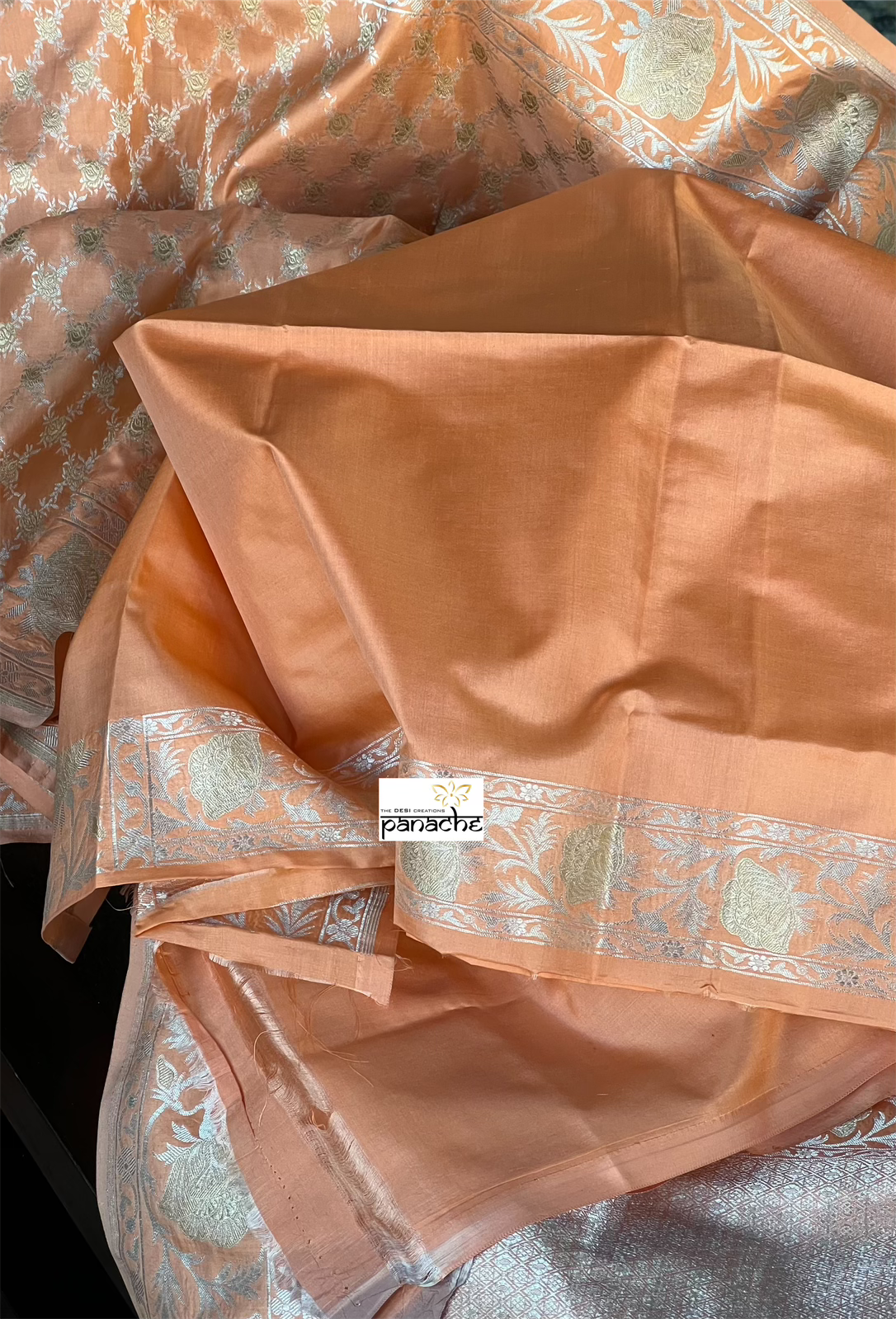 Pure Silk Katan Banarasi- Gajri Orange