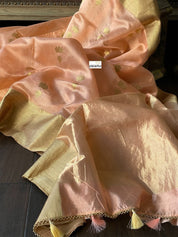 Pure Chanderi Silk - Peach Eknaliya Woven