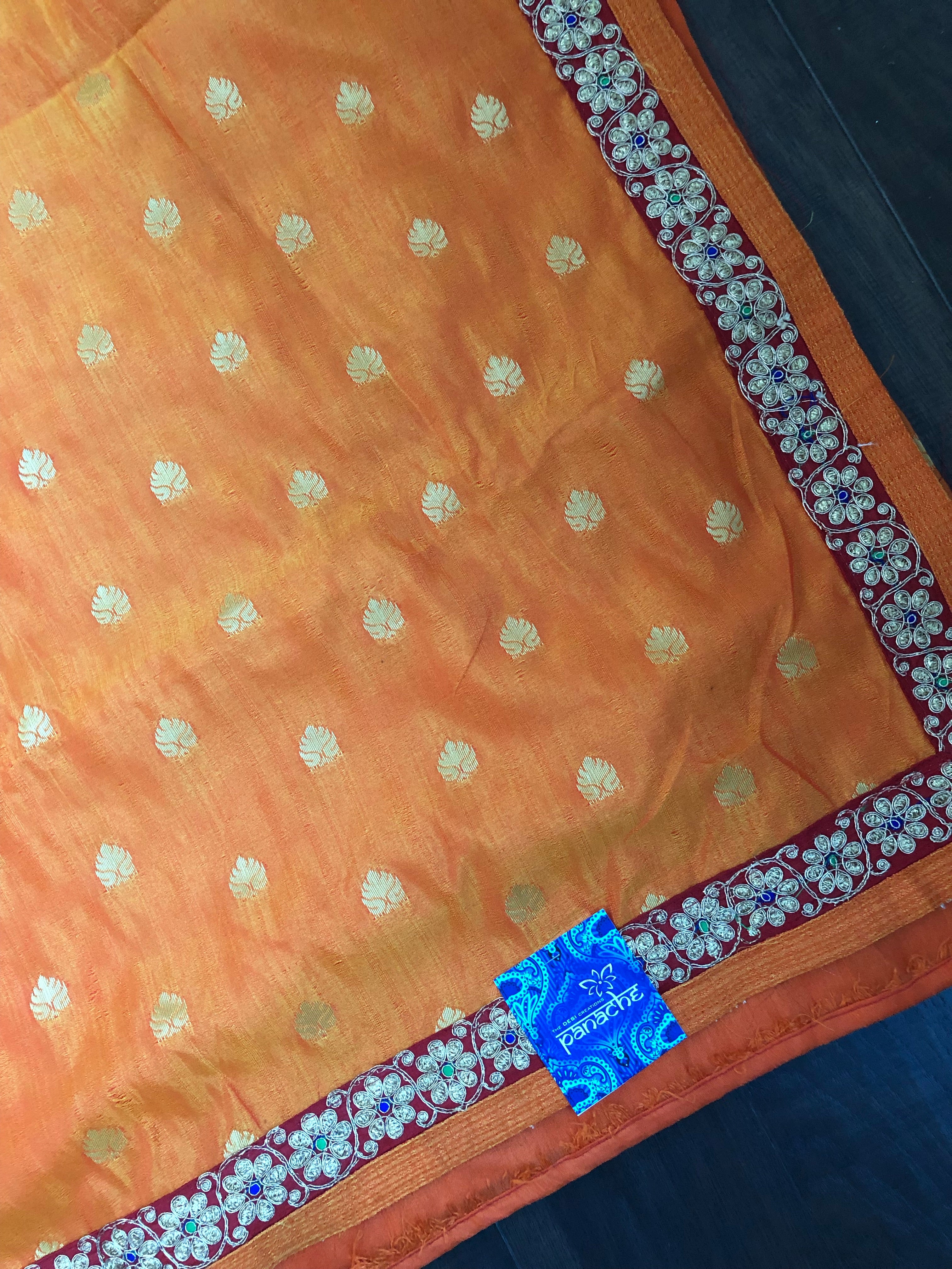 Designer Saree - Soft Silk Benarasi Orange