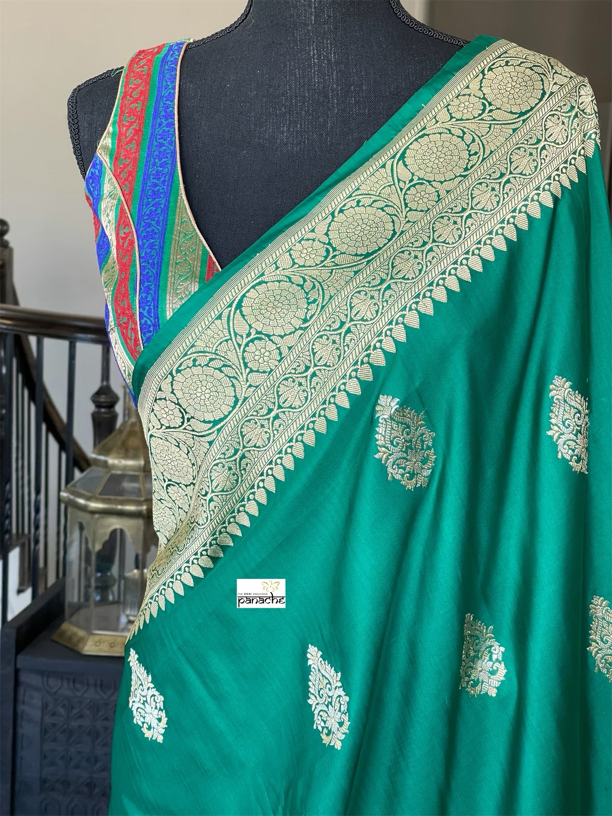 Pure Katan Silk Banarasi - Green Antique Zari