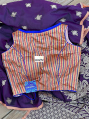 Designer Blouse - Orange Royal Blue
