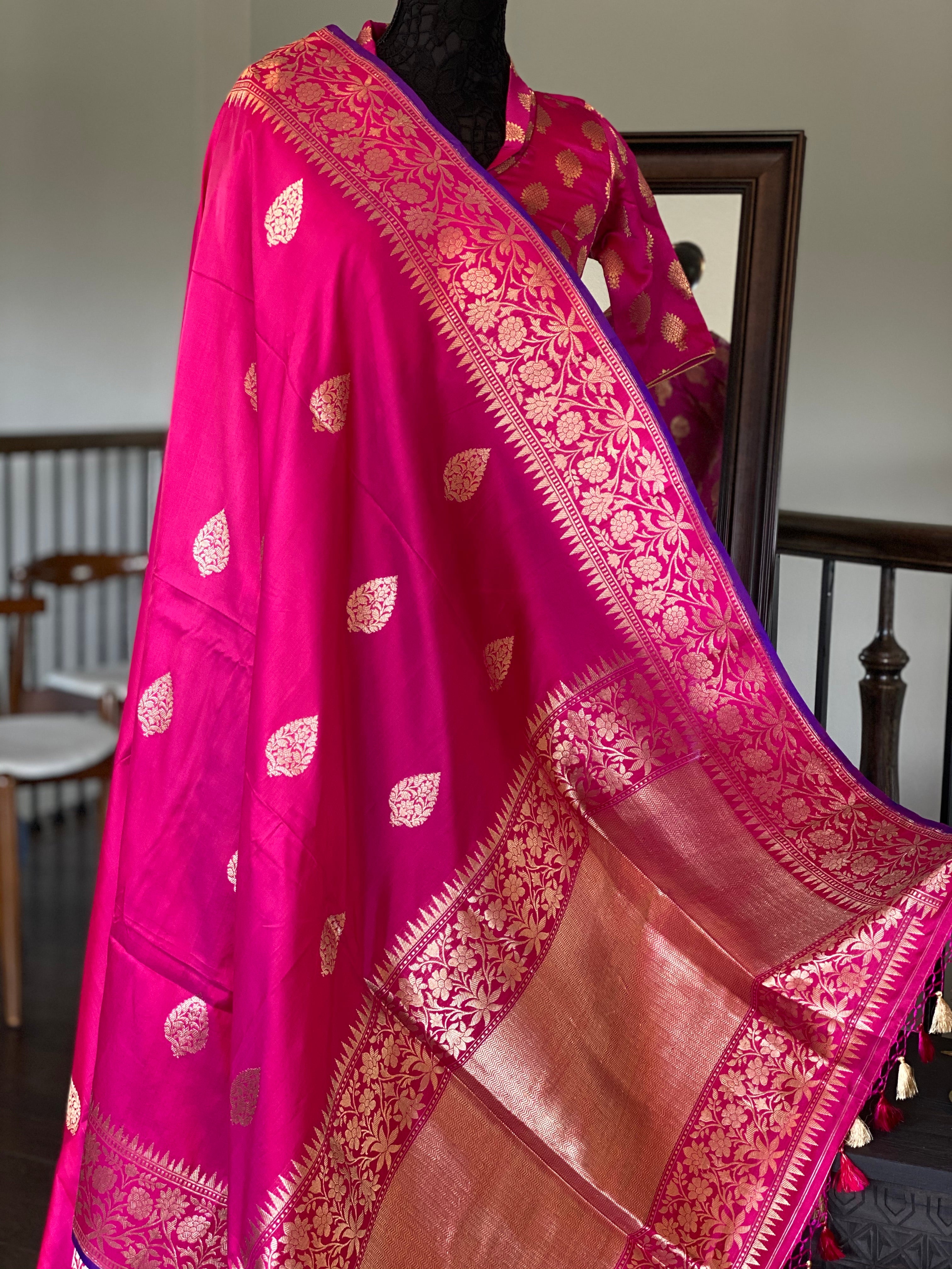 Katan Silk Banarasi - Magenta Purple