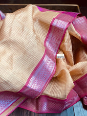Mangalgiri Silk - Golden Ivory Pink