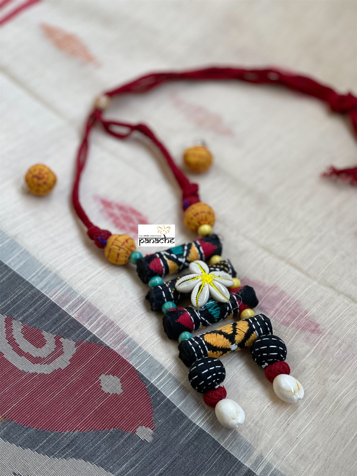 Jewelry Set - Black Yellow Red Kantha