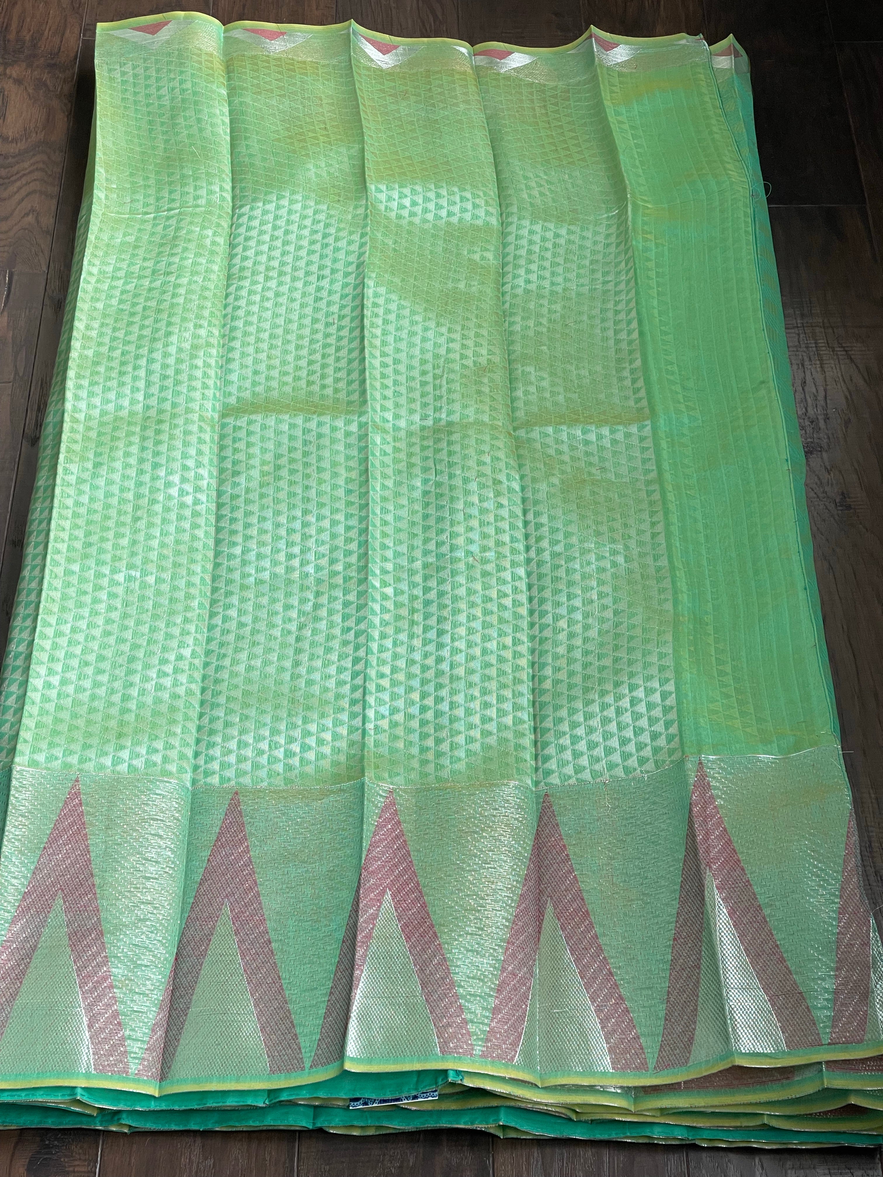 South Cotton Silk - Sea-Green Magenta Pink