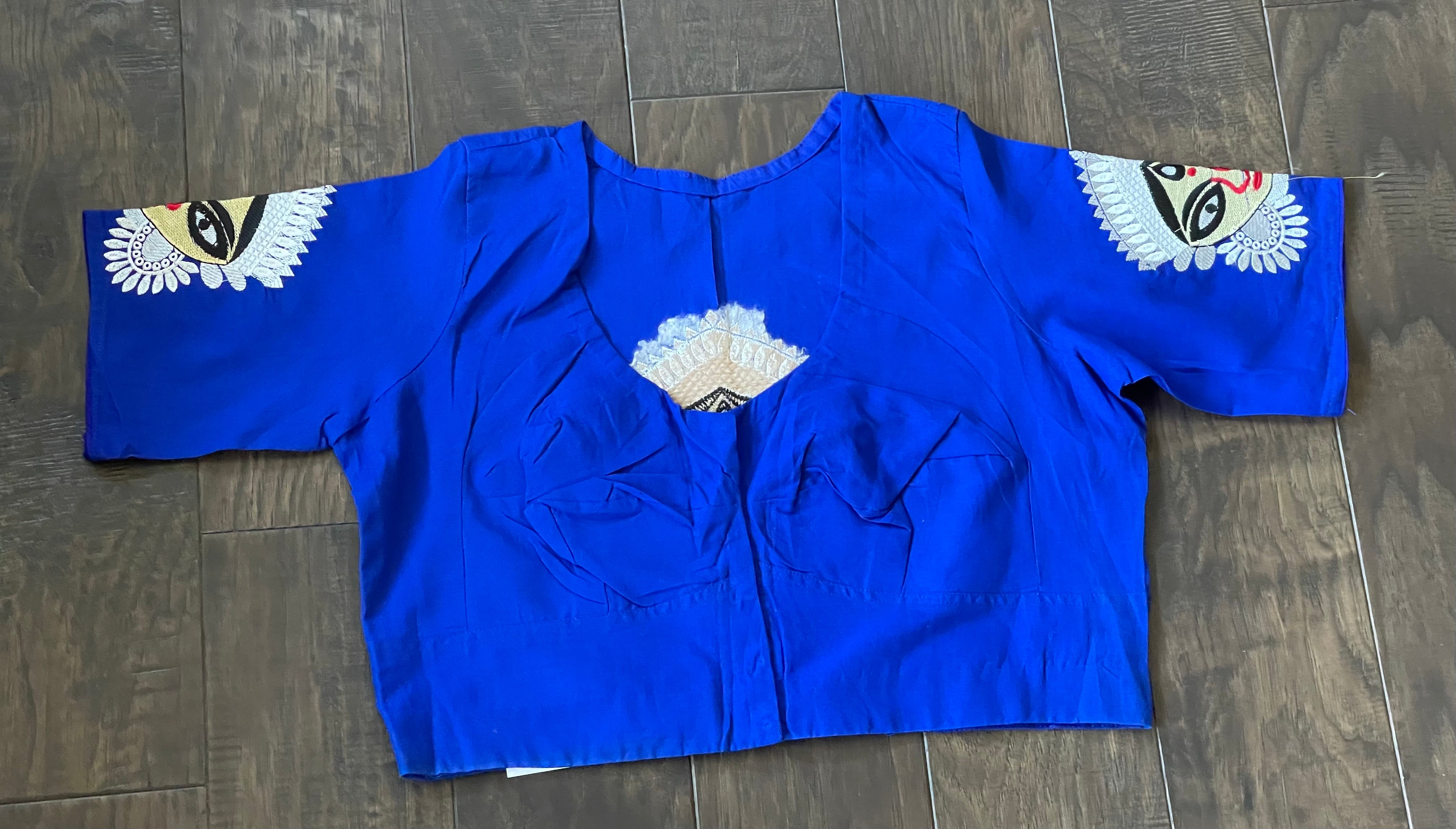 Designer Blouse - Royal Blue Embroidered