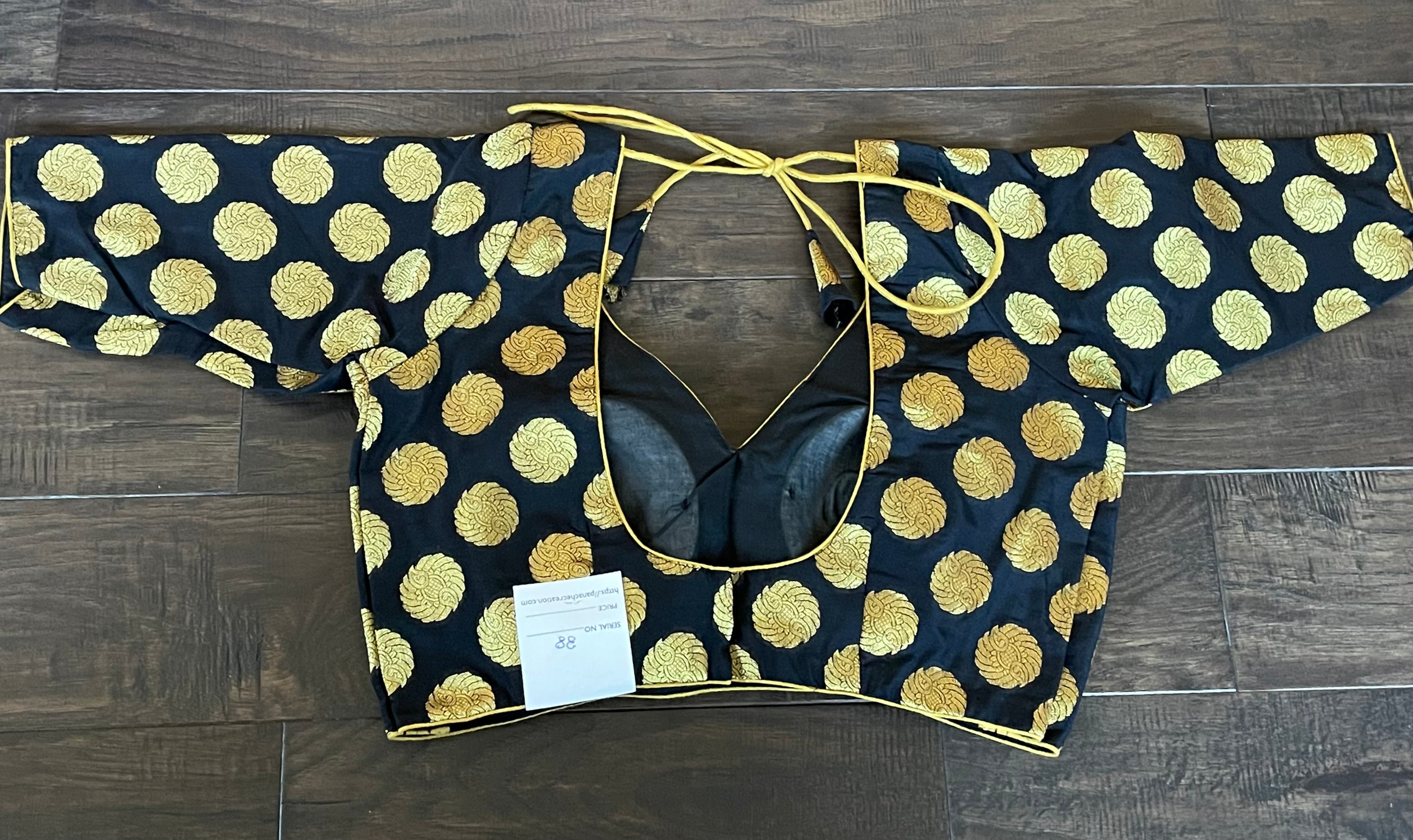 Designer Blouse - Black Gold Zari