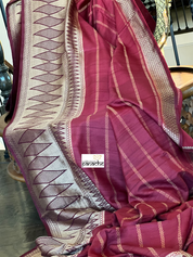 Tussar Silk Banarasi- Maroon Striped