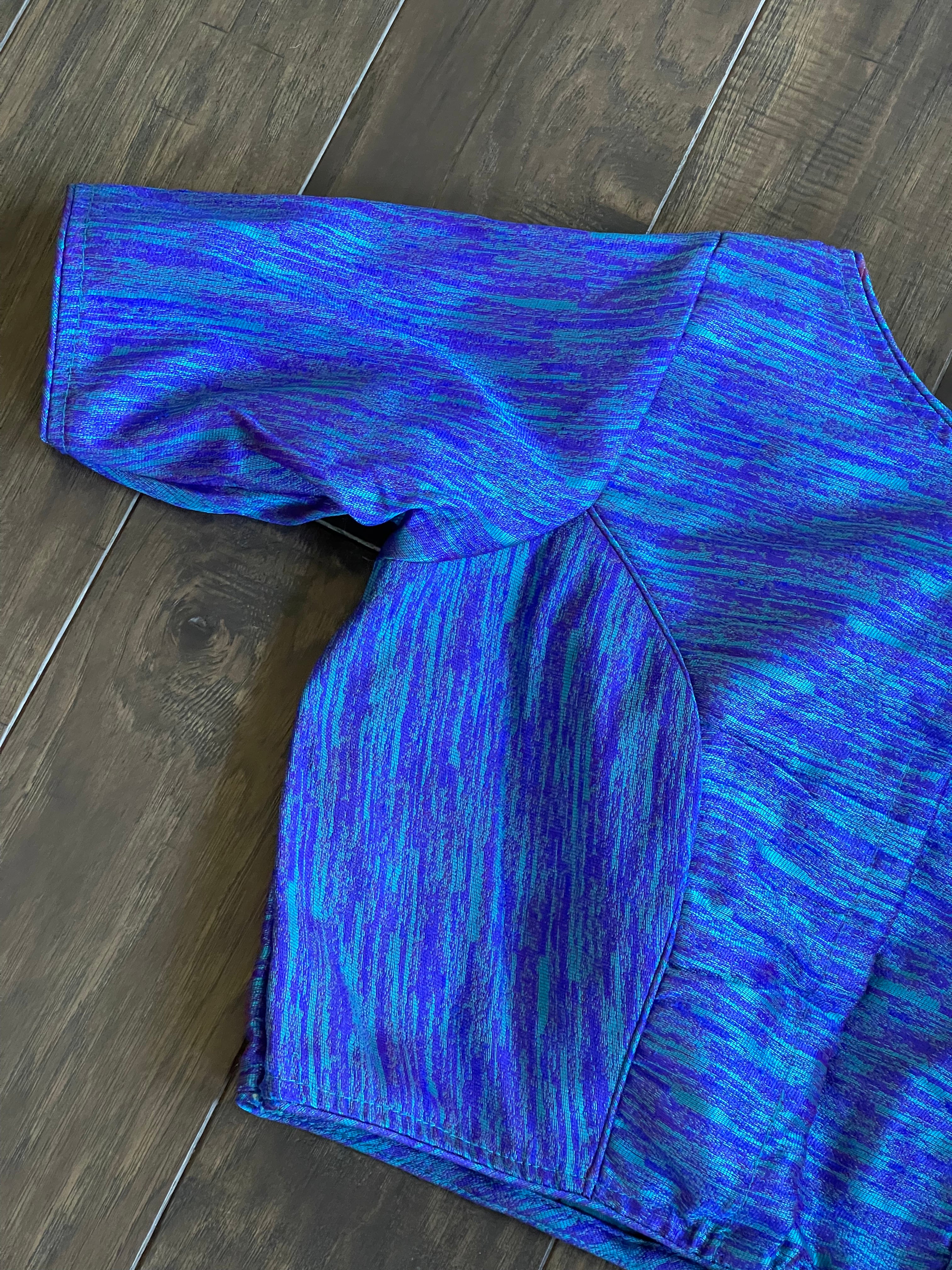 Designer Blouse - Firozi Blue Raw Silk