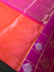 Silk Kanjivaram - Pink Orange Dual Shaded