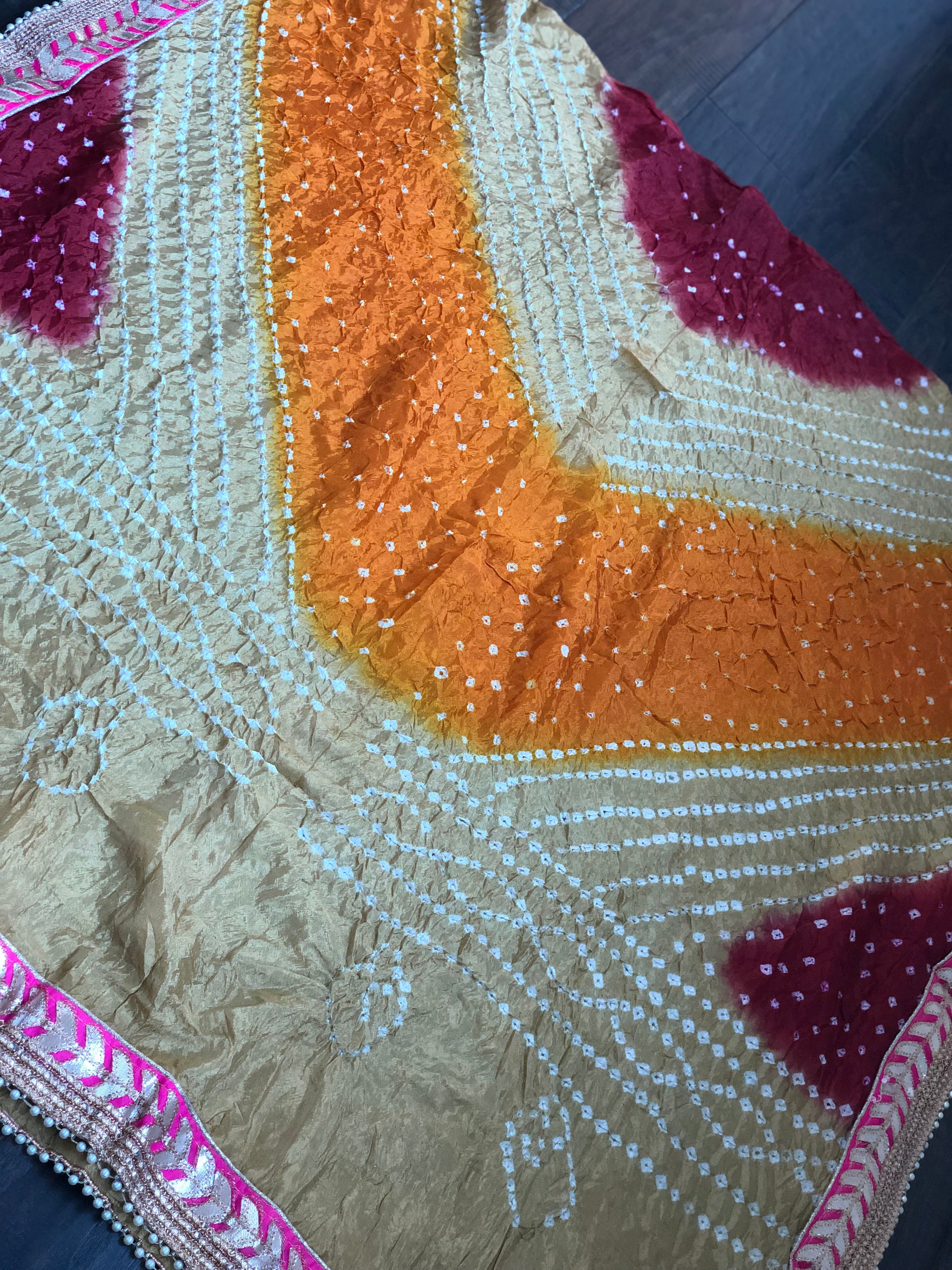 Bandhej Dupatta - Ochre Yellow