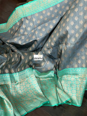 Pure Tassur Silk Banarasi - Grey Sea Green
